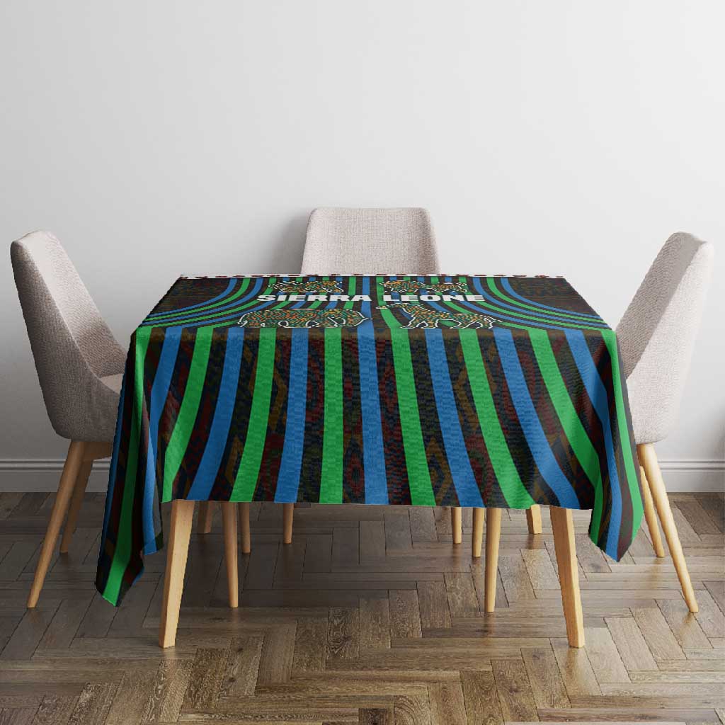 Sierra Leone Tablecloth - Tribal Animal Pattern Featuring Lion Elephant Giraffe and Monkey