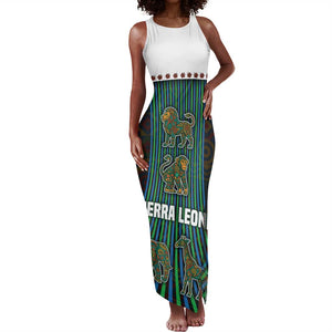 Sierra Leone Tank Maxi Dress - Tribal Animal Pattern Featuring Lion Elephant Giraffe and Monkey