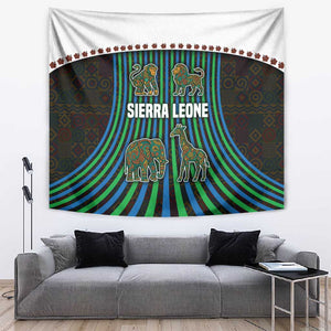 Sierra Leone Tapestry - Tribal Animal Pattern Featuring Lion Elephant Giraffe and Monkey