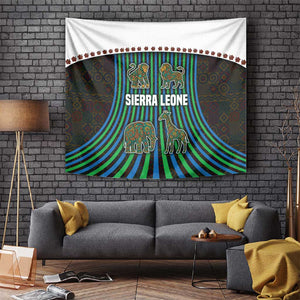 Sierra Leone Tapestry - Tribal Animal Pattern Featuring Lion Elephant Giraffe and Monkey
