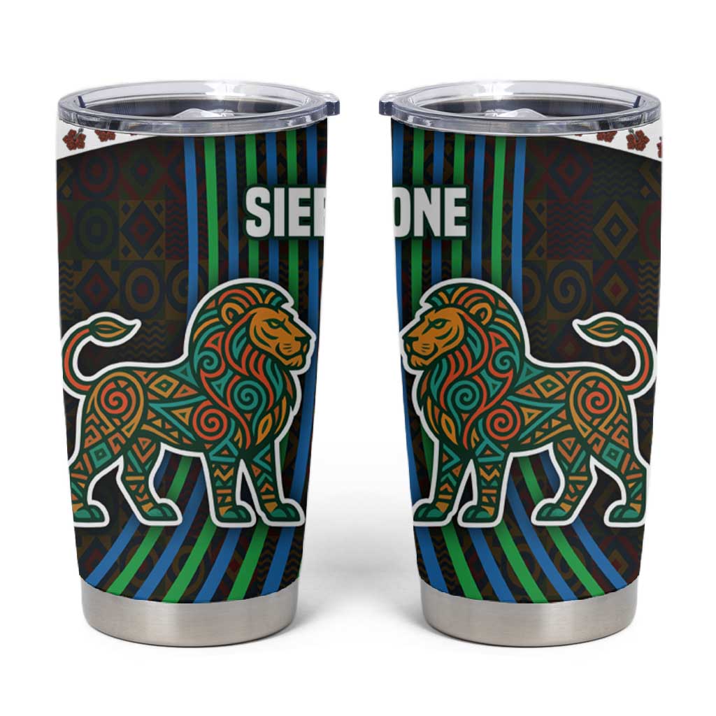 Sierra Leone Tumbler Cup - Tribal Animal Pattern Featuring Lion Elephant Giraffe and Monkey