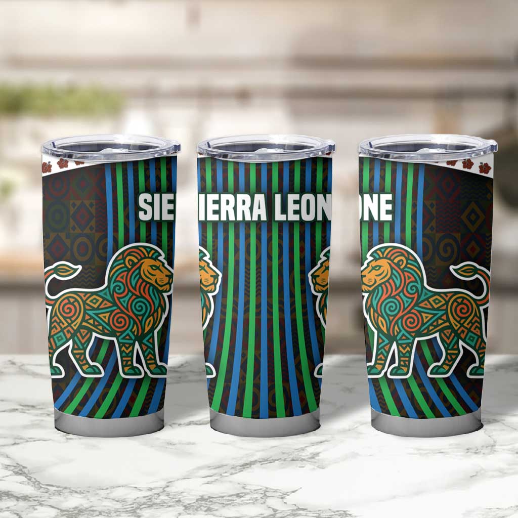 Sierra Leone Tumbler Cup - Tribal Animal Pattern Featuring Lion Elephant Giraffe and Monkey