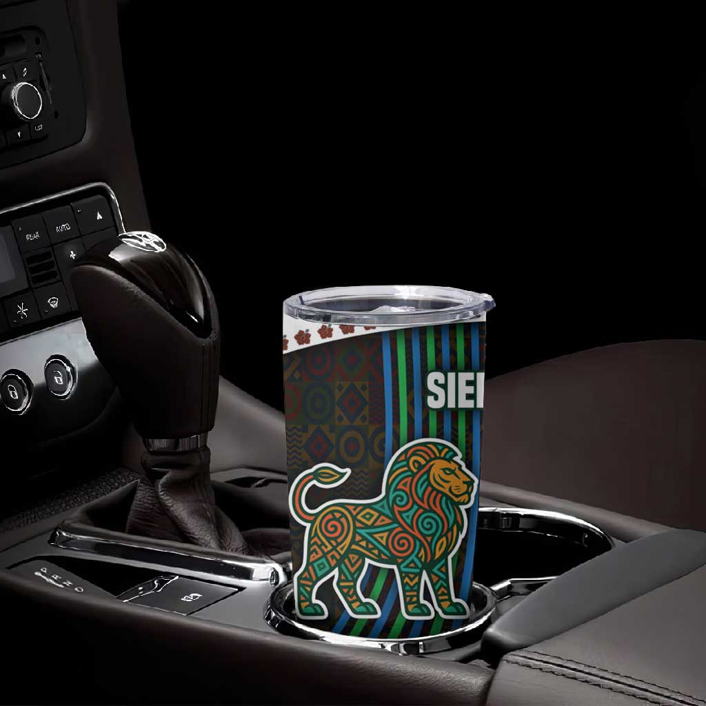 Sierra Leone Tumbler Cup - Tribal Animal Pattern Featuring Lion Elephant Giraffe and Monkey