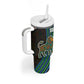 Sierra Leone Tumbler With Handle - Tribal Animal Pattern Featuring Lion Elephant Giraffe and Monkey