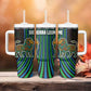 Sierra Leone Tumbler With Handle - Tribal Animal Pattern Featuring Lion Elephant Giraffe and Monkey
