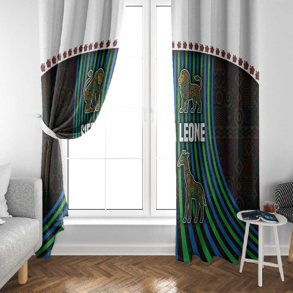 Sierra Leone Window Curtain - Tribal Animal Pattern Featuring Lion Elephant Giraffe and Monkey