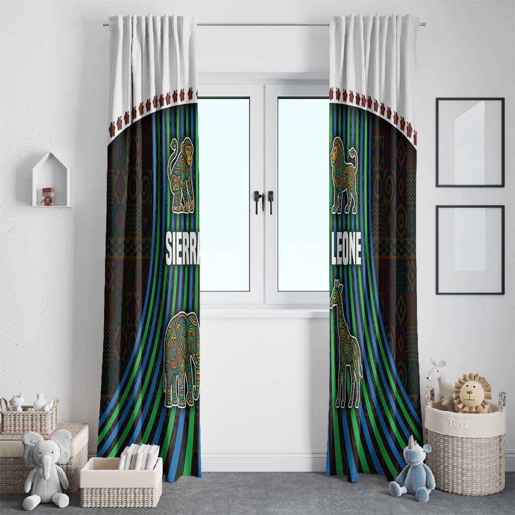 Sierra Leone Window Curtain - Tribal Animal Pattern Featuring Lion Elephant Giraffe and Monkey