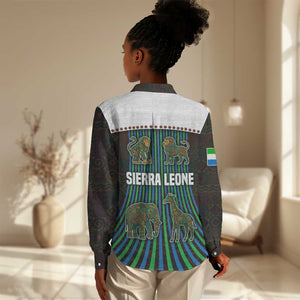 Sierra Leone Women Casual Shirt - Tribal Animal Pattern Featuring Lion Elephant Giraffe and Monkey