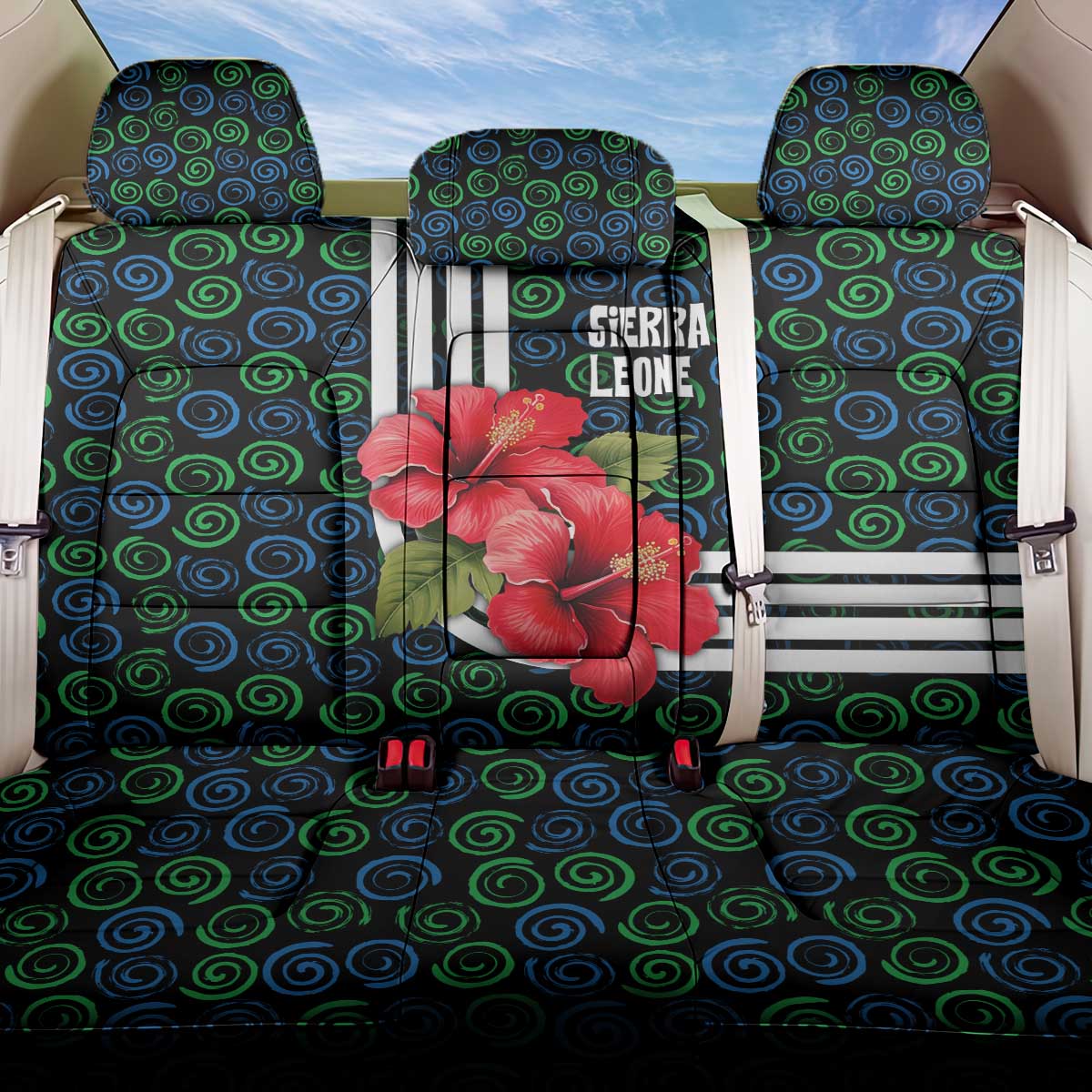 Sierra Leone Back Car Seat Cover Red Hibiscus Floral Design