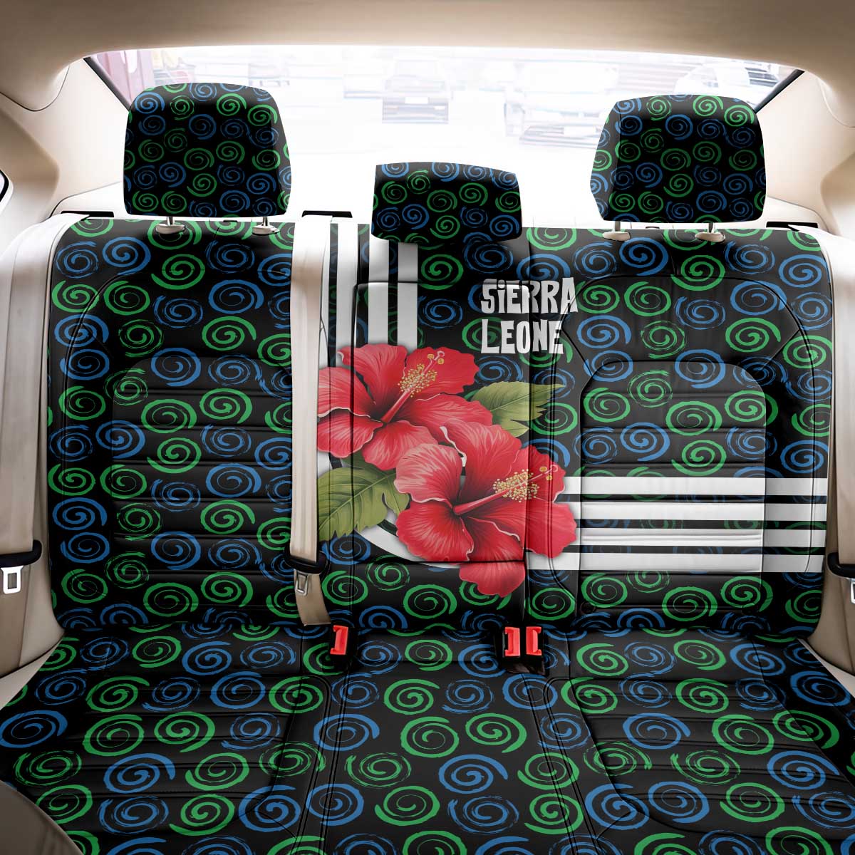 Sierra Leone Back Car Seat Cover Red Hibiscus Floral Design