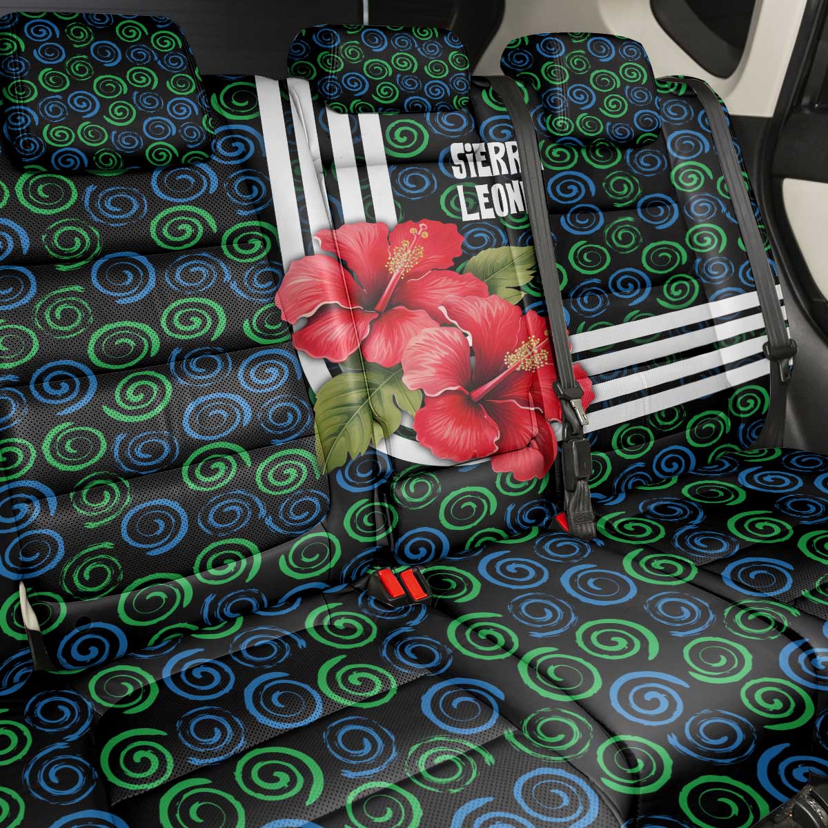 Sierra Leone Back Car Seat Cover Red Hibiscus Floral Design