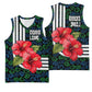 Sierra Leone Basketball Jersey Red Hibiscus Floral Design - African Pride