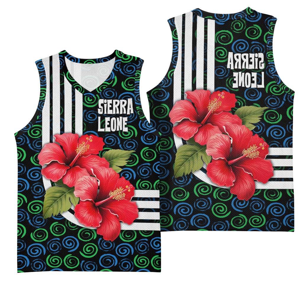 Sierra Leone Basketball Jersey Red Hibiscus Floral Design - African Pride