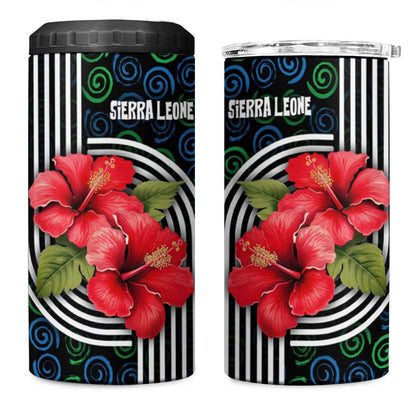 Sierra Leone 4 in 1 Can Cooler Tumbler Red Hibiscus Floral Design