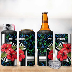 Sierra Leone 4 in 1 Can Cooler Tumbler Red Hibiscus Floral Design