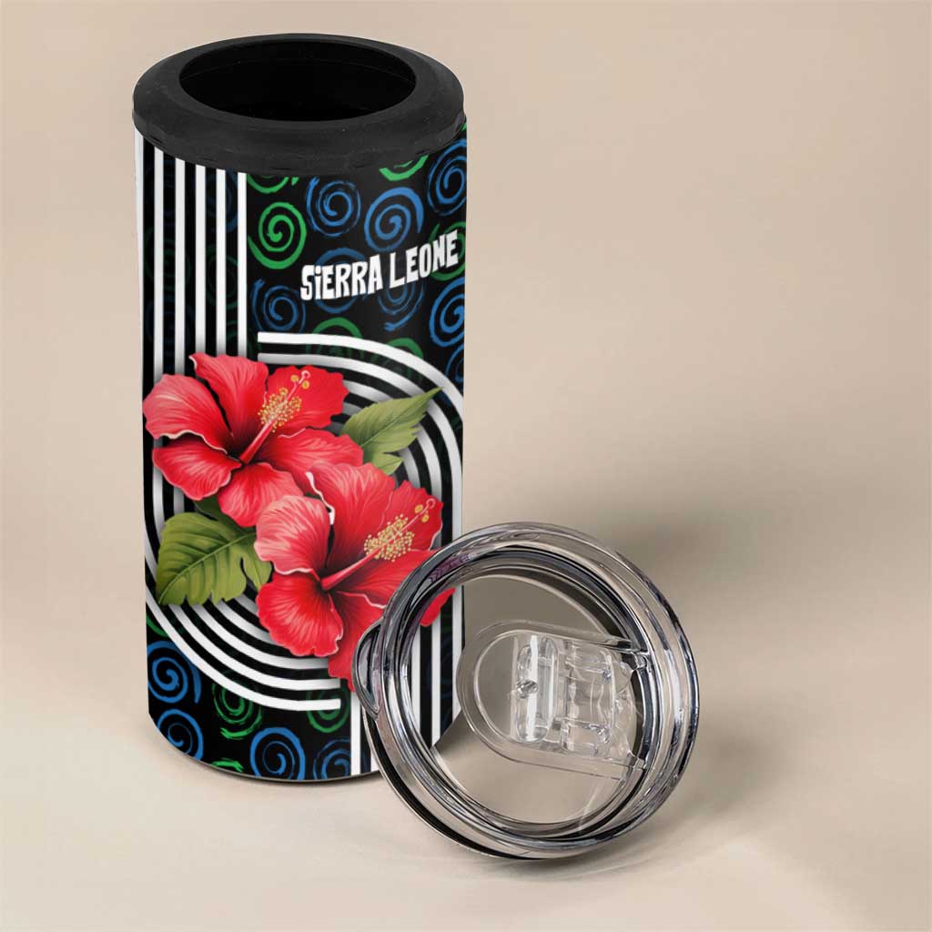 Sierra Leone 4 in 1 Can Cooler Tumbler Red Hibiscus Floral Design