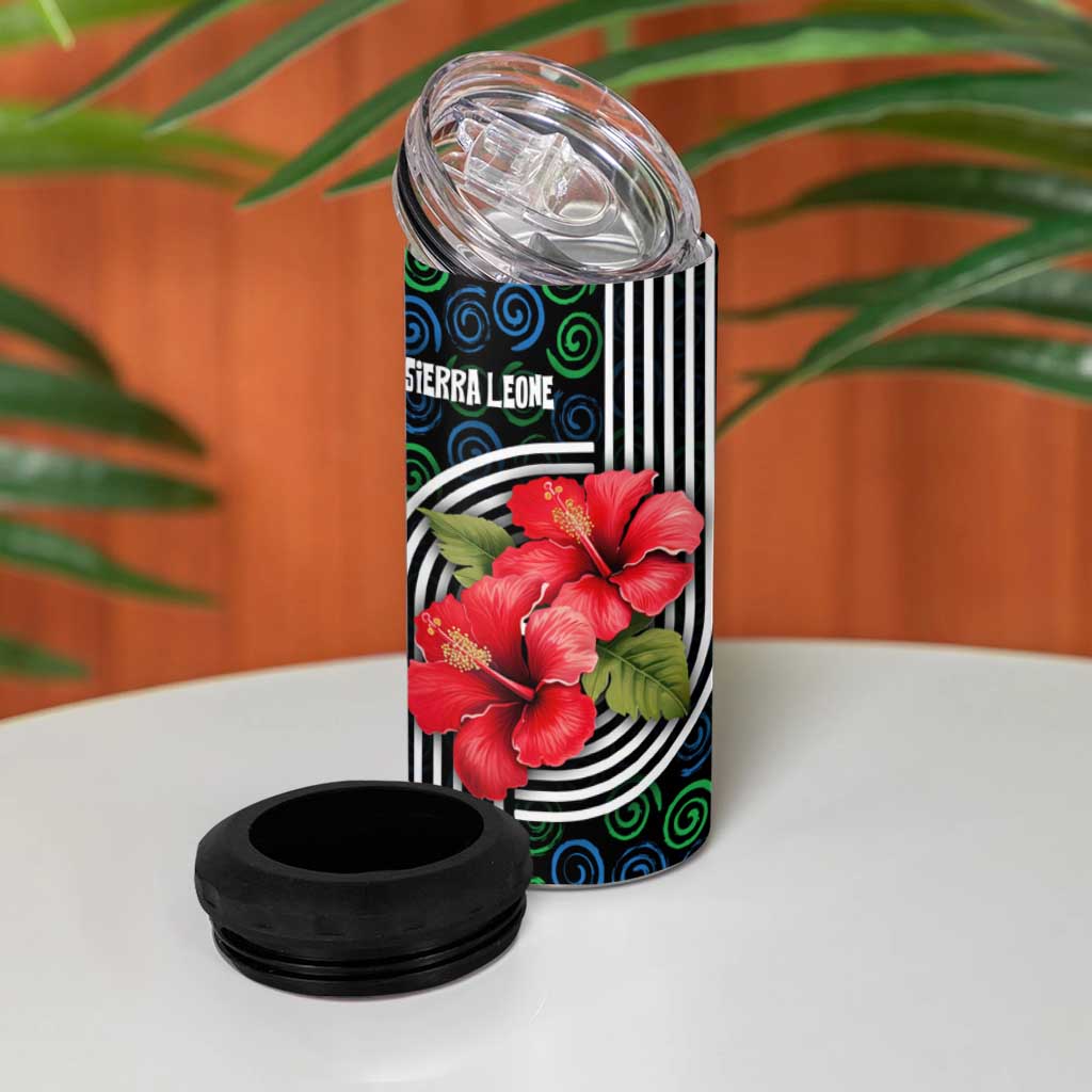 Sierra Leone 4 in 1 Can Cooler Tumbler Red Hibiscus Floral Design