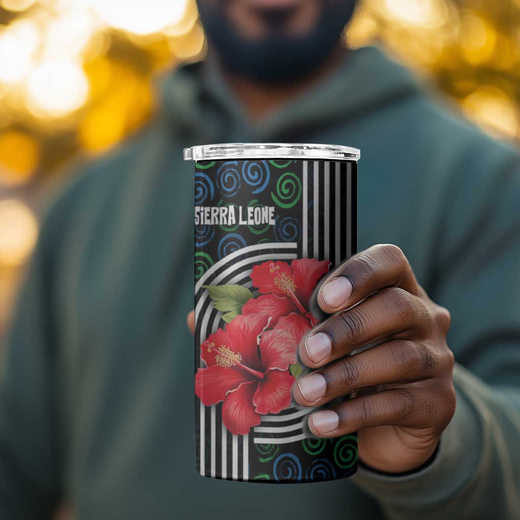 Sierra Leone 4 in 1 Can Cooler Tumbler Red Hibiscus Floral Design