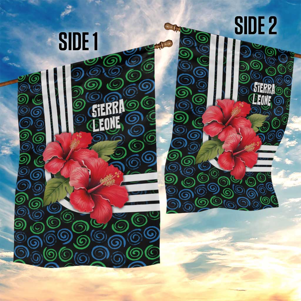 Sierra Leone Garden Flag Red Hibiscus Floral Design