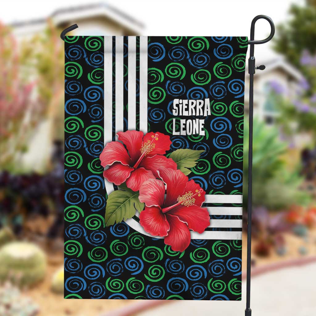 Sierra Leone Garden Flag Red Hibiscus Floral Design