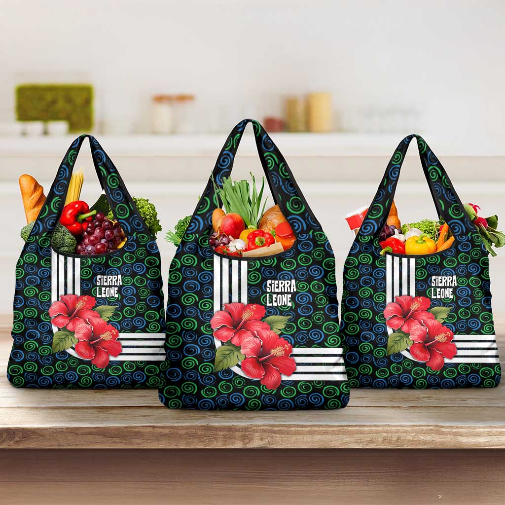 Sierra Leone Grocery Bag Red Hibiscus Floral Design