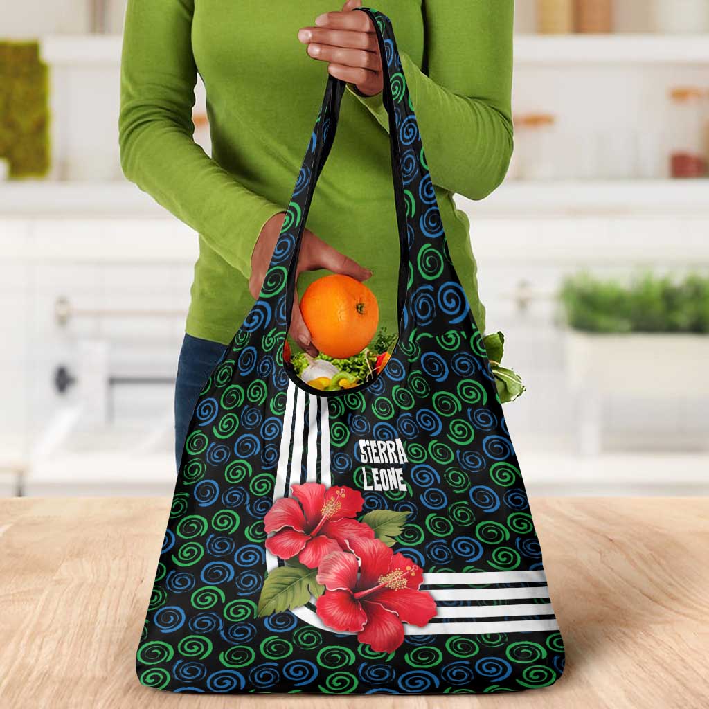 Sierra Leone Grocery Bag Red Hibiscus Floral Design