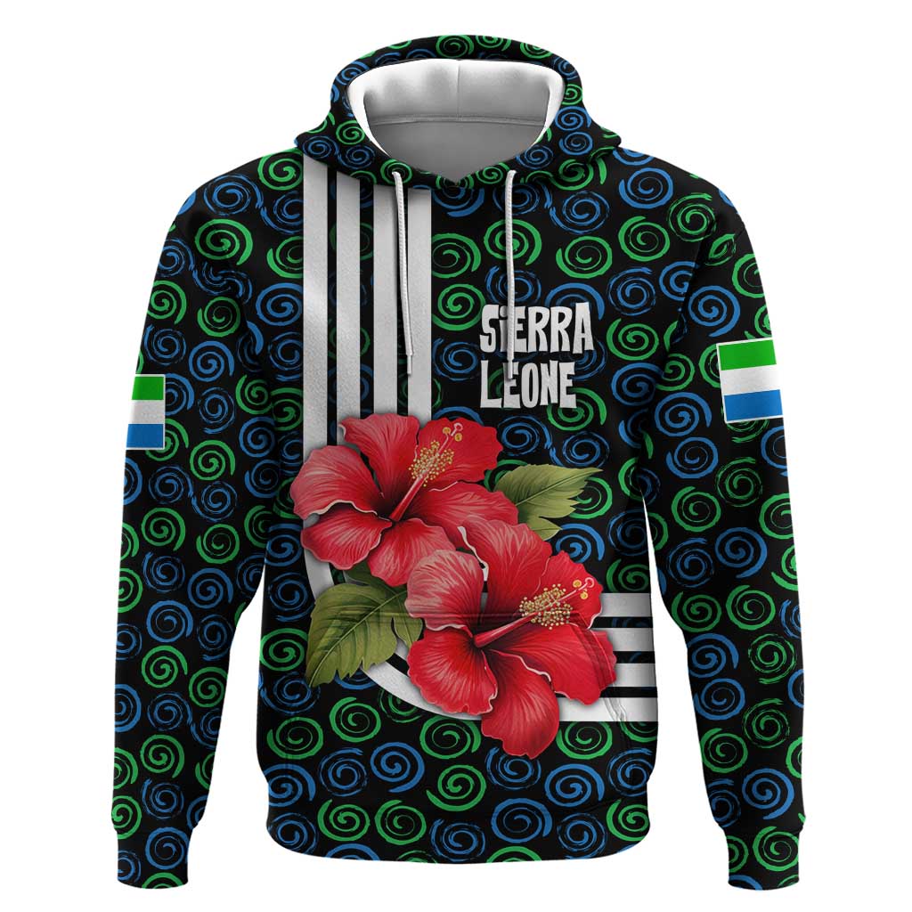 Sierra Leone Hoodie Red Hibiscus Floral Design