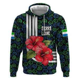 Sierra Leone Hoodie Red Hibiscus Floral Design