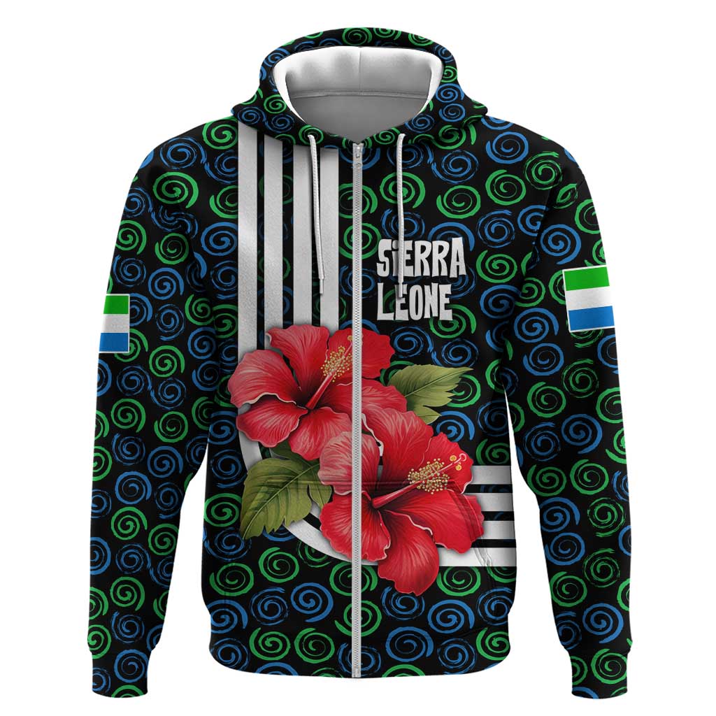Sierra Leone Hoodie Red Hibiscus Floral Design