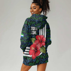 Sierra Leone Hoodie Dress Red Hibiscus Floral Design