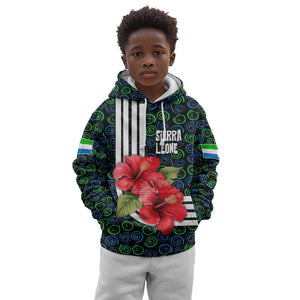 Sierra Leone Kid Hoodie Red Hibiscus Floral Design
