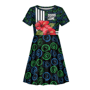Sierra Leone Kid Short Sleeve Dress Red Hibiscus Floral Design