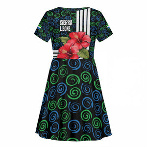 Sierra Leone Kid Short Sleeve Dress Red Hibiscus Floral Design