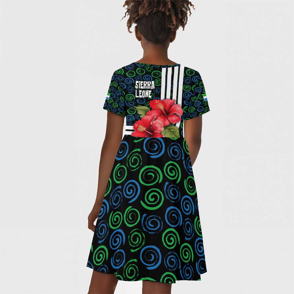 Sierra Leone Kid Short Sleeve Dress Red Hibiscus Floral Design