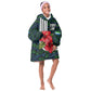 Sierra Leone Kid Wearable Blanket Hoodie Red Hibiscus Floral Design