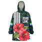 Sierra Leone Kid Wearable Blanket Hoodie Red Hibiscus Floral Design