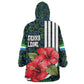 Sierra Leone Kid Wearable Blanket Hoodie Red Hibiscus Floral Design