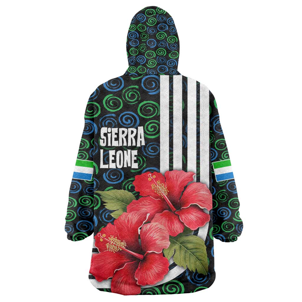 Sierra Leone Kid Wearable Blanket Hoodie Red Hibiscus Floral Design