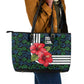 Sierra Leone Leather Tote Bag Red Hibiscus Floral Design