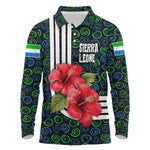 Sierra Leone Long Sleeve Polo Shirt Red Hibiscus Floral Design