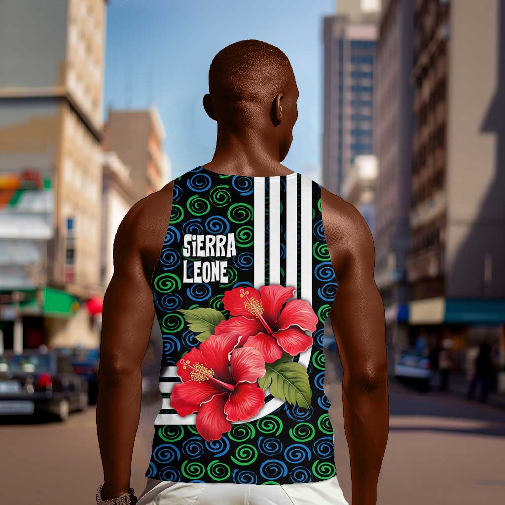 Sierra Leone Men Tank Top Red Hibiscus Floral Design
