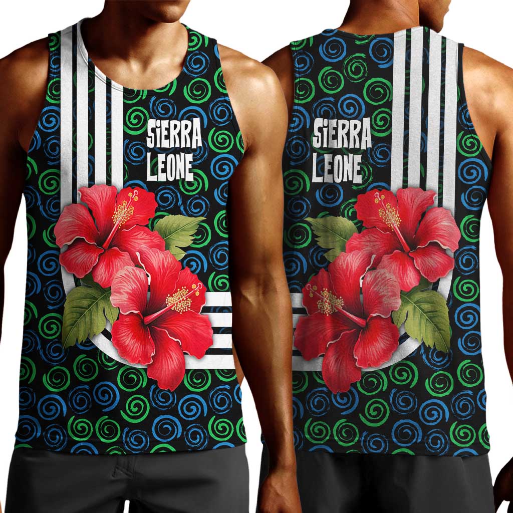 Sierra Leone Men Tank Top Red Hibiscus Floral Design