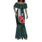 Sierra Leone Mermaid Dress Red Hibiscus Floral Design