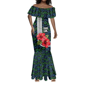 Sierra Leone Mermaid Dress Red Hibiscus Floral Design