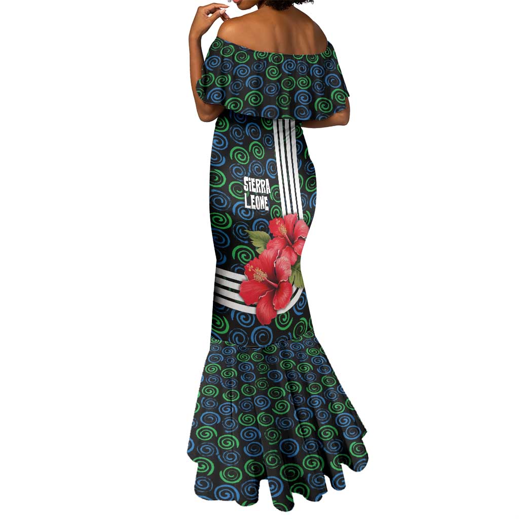 Sierra Leone Mermaid Dress Red Hibiscus Floral Design
