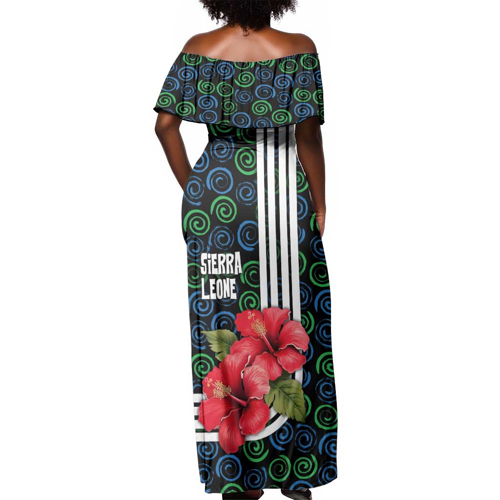 Sierra Leone Off Shoulder Maxi Dress Red Hibiscus Floral Design