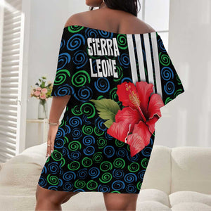 Sierra Leone Off Shoulder Short Dress Red Hibiscus Floral Design