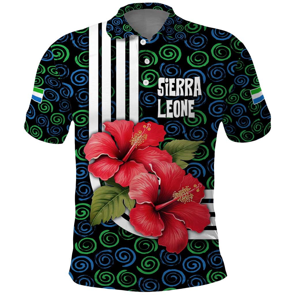 Sierra Leone Polo Shirt Red Hibiscus Floral Design