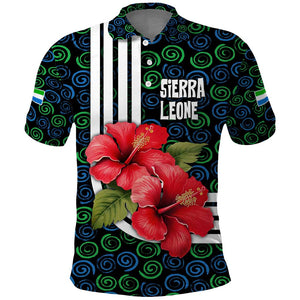 Sierra Leone Polo Shirt Red Hibiscus Floral Design