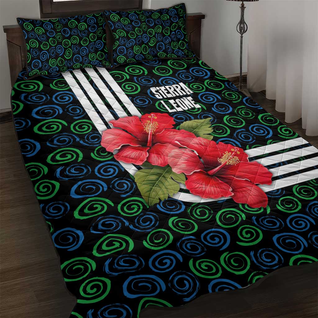 Sierra Leone Quilt Bed Set Red Hibiscus Floral Design